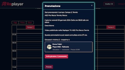 Con Replayer prenoti il campo e inviti gli amici a giocare con te